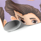 Papier Cadeau Custom Face Personalized Birthday Wedding (Coin rond)