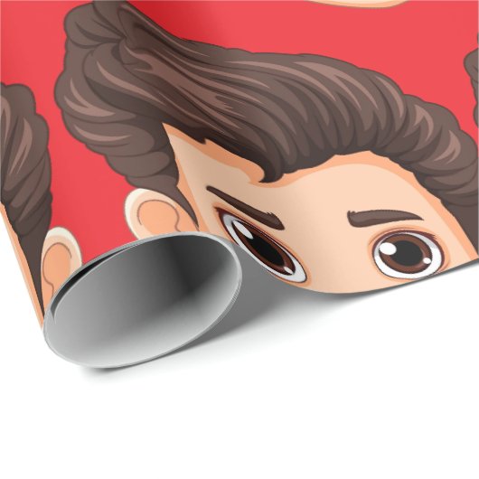 Papier Cadeau Custom Face Personalized Birthday Wedding (Coin rond)