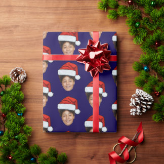 Papier Cadeau Custom Face Photo Santa Claus Hat Christmas Gift