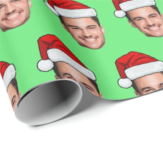 Papier Cadeau Custom Face Photo Santa Hat Christmas (Coin rond)