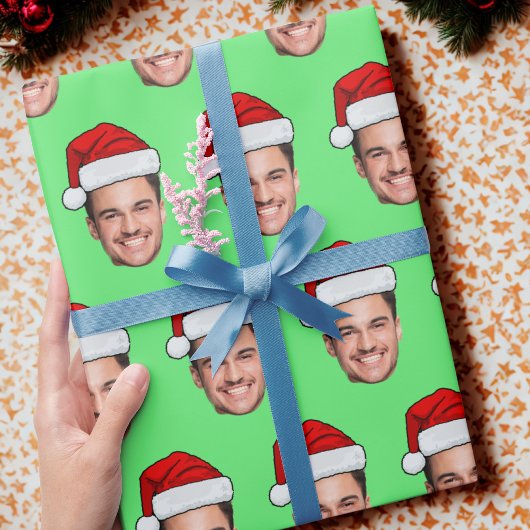 Papier Cadeau Custom Face Photo Santa Hat Christmas