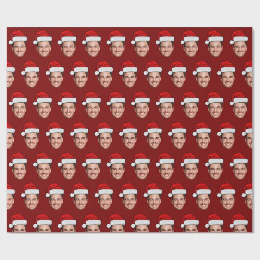 Papier Cadeau Custom Face Photo Santa Hat Christmas Gift (Plat)