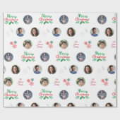 Papier Cadeau Custom Family Name 4 Photo Collage Funny Christmas (Plat)