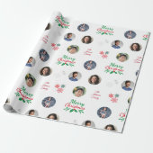 Papier Cadeau Custom Family Name 4 Photo Collage Funny Christmas (Déroulé)