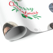 Papier Cadeau Custom Family Name 4 Photo Collage Funny Christmas (Coin rond)