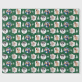 Papier Cadeau Custom Family Photo Collage Green Christmas (Plat)