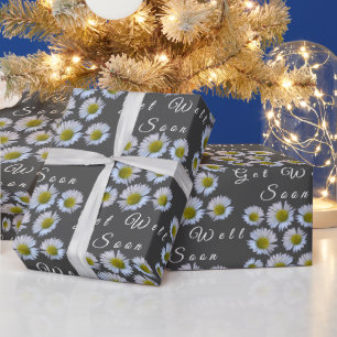 Papier Cadeau Custom Get Well Bientôt Daisy Ray Florets sur Grey