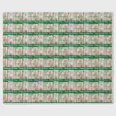 Papier Cadeau Custom Green Happy Birthday Photo Collage (Plat)