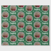 Papier Cadeau Custom Green Merry Christmas One Circle Photo (Plat)