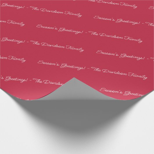 Papier Cadeau Custom Holiday Greeting Modern Elegant Script Red (Coin)