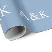 Papier Cadeau Custom Initials on Dusty Slate Blue Wedding (Coin rond)