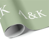 Papier Cadeau Custom Initials on Sage Green Wedding (Coin rond)