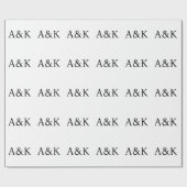 Papier Cadeau Custom Initials on White Wedding Gift (Plat)