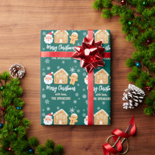 Papier Cadeau Custom Joyeux Noël Père Noël Maison en pain d'épic