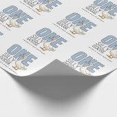 Papier Cadeau Custom Modern Blue One Silly Goose First Birthday (Coin)