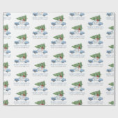 Papier Cadeau Custom Modern Police Officer Christmas Tree Car (Plat)