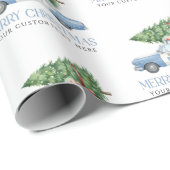Papier Cadeau Custom Modern Police Officer Christmas Tree Car (Coin rond)