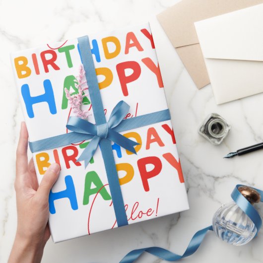 Papier Cadeau Custom Name Happy Birthday (Cadeaux)