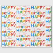 Papier Cadeau Custom Name Happy Birthday (Plat)
