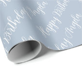 Papier Cadeau Custom Name Happy Birthday Script Gift (Coin rond)