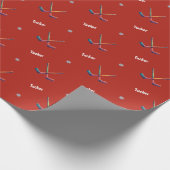 Papier Cadeau Custom Name Hockey Wrapping Paper (Coin)