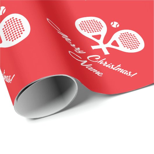 Papier Cadeau Custom padel sport Christmas wrapping paper (Coin rond)