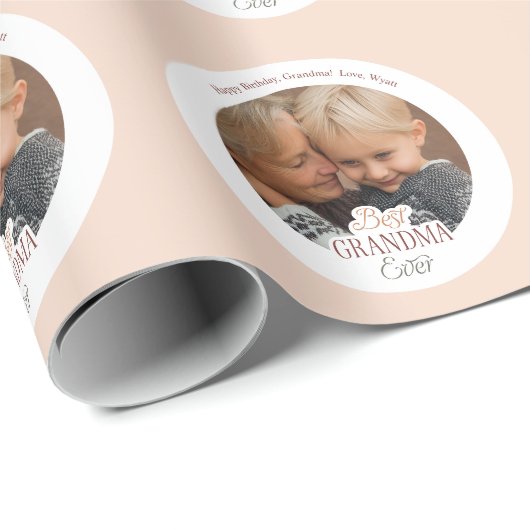 Papier Cadeau Custom Photo Best Grandma Ever (Coin rond)