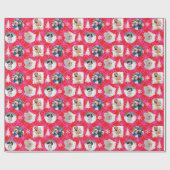 Papier Cadeau Custom Photo Red Christmas Holiday (Plat)