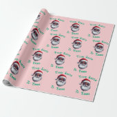 Papier Cadeau  Custom Pink Santa Name Gift Wrap, From Santa Gift (Déroulé)