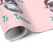Papier Cadeau  Custom Pink Santa Name Gift Wrap, From Santa Gift (Coin rond)