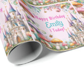 Papier Cadeau Custom Princess Fairy Girl's Birthday Fairycore (Coin rond)