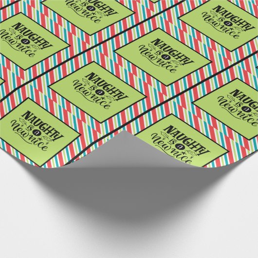Papier Cadeau Custom Retro Noël "Naughty is a New Nice" (Coin)