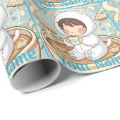 Papier Cadeau Custom Script Cat Wrapping Paper for Book Gifts (Coin rond)