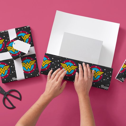 Papier Cadeau Custom Wonder Woman Joyeux anniversaire
