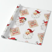 Papier Cadeau Custom Xmas Gift Wrap Retro Santa Holiday Paper (Déroulé)