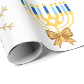 Papier Cadeau Customisable Hanukkah winter Wrapping Paper (Coin rond)
