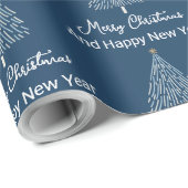 Papier Cadeau Customizable Blue White Christmas and New Year (Coin rond)