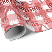 Papier Cadeau Customizable Photo & Name Christmas Check Ribbon (Coin rond)