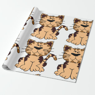 PAPIER CADEAU CUT BEIGE ET CHAT BROWN