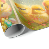 Papier Cadeau Cute 4 Pâques Collection de poulet (Coin rond)