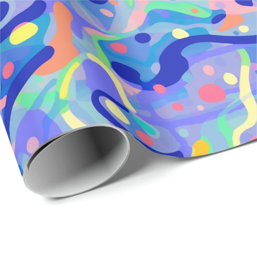 Papier Cadeau Cute Abstrait Pastel Neon Motif répétitif (Coin rond)