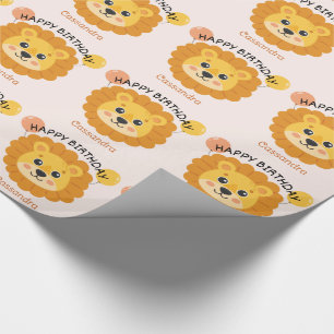 Papier Cadeau Cute Africa Lion Face Nom Anniversaire de enfant