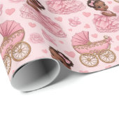 Papier Cadeau Cute African American Baby Girl Pink (Coin rond)