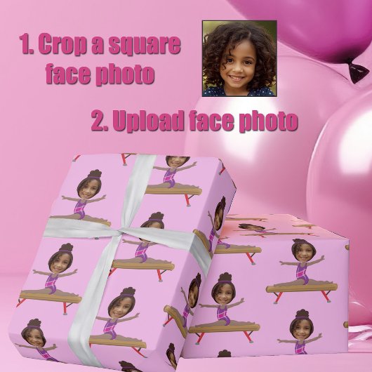 Papier Cadeau Cute African American Gymnastics Custom Photo
