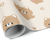 Papier Cadeau Cute Amour Ours Brown (Coin rond)