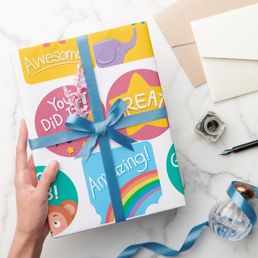 Papier Cadeau Cute animal récompensé Motivational Étiquette de c