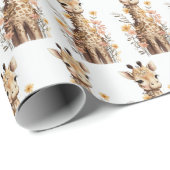 Papier Cadeau Cute Aquarelle Baby Giraffe Motif (Coin rond)