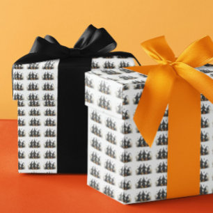 Papier Cadeau Cute Aquarelle Chats de cuisine Citrouille Hallowe