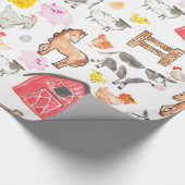 Papier Cadeau Cute Aquarelle Ferme rustique Barnyard Animaux Gra (Coin)