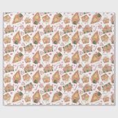 Papier Cadeau Cute Aquarelle Ginglerie Maison Blanche Noël (Plat)